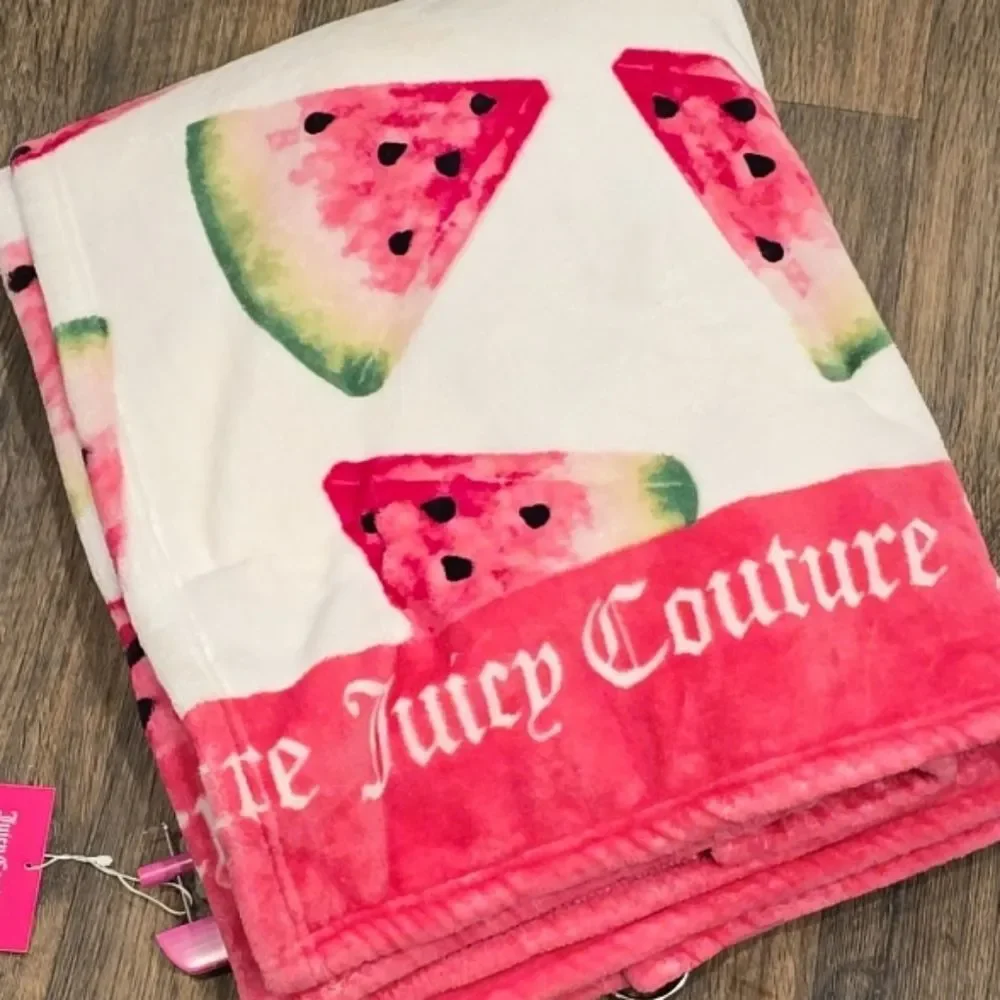 Juicy Couture Logo Watermelon Plush‎ Throw Blanket